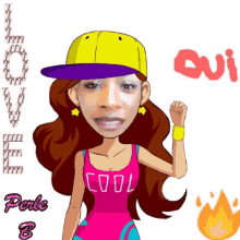 a cartoon girl wearing a tank top that says cool
