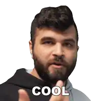 a man with a beard has the word cool written on his chest