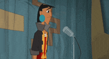 a cartoon of a man singing into a microphone