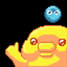 a pixel art of a duck with tears coming out of it 's eyes