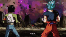 a cartoon of a man standing next to another man with the words `` got it '' written on the bottom .