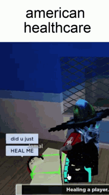 a screenshot of a video game with the words american healthcare