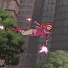 a cartoon of a woman in a pink superhero costume