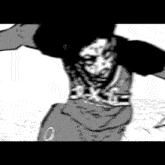 a black and white drawing of a man wearing a jersey with the number 0 on it .