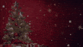 an anniversary and christmas celebration advertisement with a christmas tree in the background