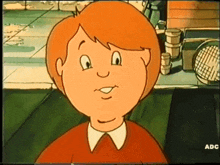 a close up of a cartoon character with adc written on the bottom of the screen