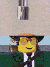 a lego man wearing sunglasses and a cowboy hat