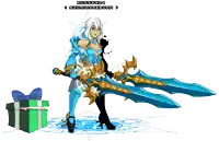 a pixel art drawing of a woman holding two swords with the name azorivsreborn