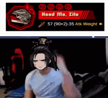 a screenshot of a video game that says heed me zilu on it