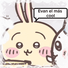 a cartoon character with a speech bubble that says " evan el más cool "