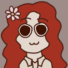 a cartoon drawing of a woman with a flower in her hair