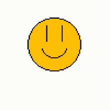 a pixel art of a yellow smiley face with red lines coming out of it