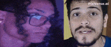 a woman with glasses and a man with a beard are shown next to each other on pixverse.ai