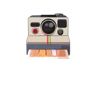 an illustration of a camera with a picture of a cat being taken