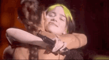 Billie Eilish Hug GIF - Billie Eilish Hug Green Hair GIFs