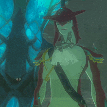 a video game character with chinese writing on the bottom