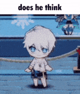 a cartoon character is standing in front of a fence and says does he think