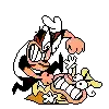 a pixel art drawing of a man holding a baseball bat .