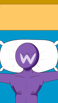 a cartoon of a person with a w on their face holding a brush