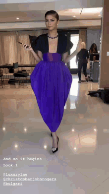 Zendaya Purple Gown GIF - Zendaya Purple Gown Black Heels GIFs