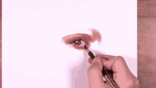a person is drawing a picture of a woman 's eye with a pencil .