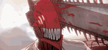 a cartoon of a monster with a chainsaw in his mouth