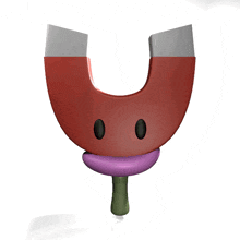 a cartoon drawing of a horseshoe magnet with a face