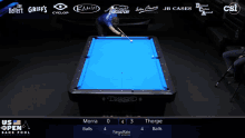a pool table with a blue cloth sponsored by diamond