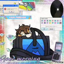 a picture of a computer screen with the words good morning written on it
