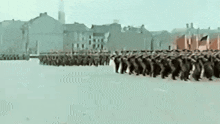 a large group of soldiers marching in a line
