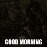 a poster with a monster and the words good morning