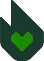 a green heart is in the middle of a green arrow on a white background .