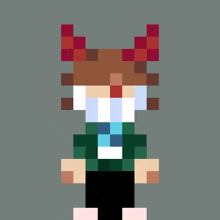a pixel art of a person wearing glasses and a plaid shirt
