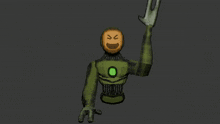 a robot with a smiley face on his face