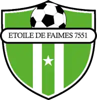 a green and white shield with a soccer ball and the words etoile de faimes written on it
