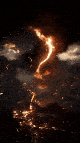 a large fireball is being thrown in the air