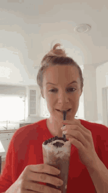 Danielle Savre Drinking GIF - Danielle Savre Drinking Milkshake GIFs