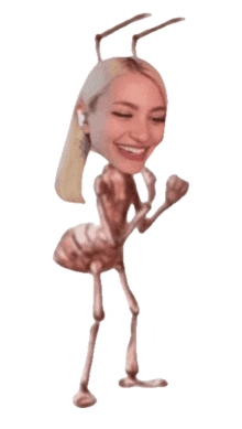 a cartoon ant with a woman 's face on it