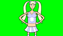 a cartoon of a cheerleader with a star on her chest