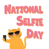 a cat is taking a selfie on national selfie day