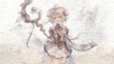 a painting of a girl holding a wand with a white background