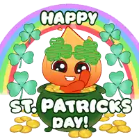 a happy st. patrick 's day greeting with a pot of gold