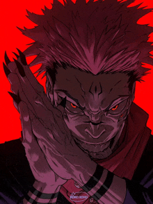 a drawing of a man with red eyes and the word zero on the bottom right corner