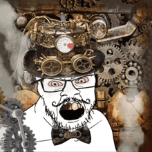 a cartoon of a man with a beard wearing glasses and a top hat