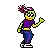 a pixel art illustration of a cartoon character wearing sunglasses and a ponytail .