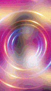 a purple and yellow background with a circle in the center