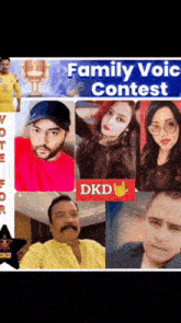 a collage of people with the words family voice contest on the bottom