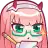 a cartoon of a girl with glasses and horns holding a pencil .