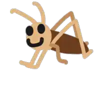 a cartoon drawing of a grasshopper with a smile on its face