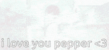 a boy is walking down a street with the words " i love you pepper < 3 " on the bottom